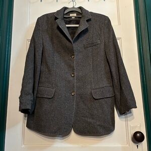 L.L. Bean Gray Herringbone Wool/Cashmere Blend Literary Chic Equestrian